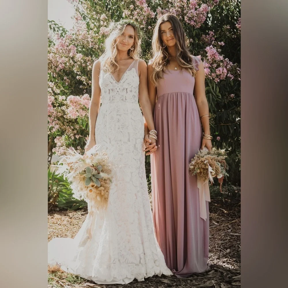 NWT Show Me Your Mumu June Maxi Bridesmaid Dress in Antique Rose Chiffon - Picture 5 of 8